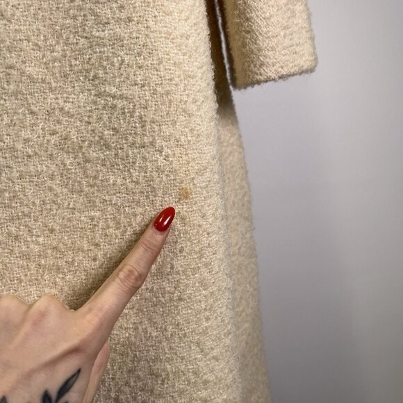 Vintage 60s Kaufman Bros Cream Boucle Wool Swing Coat Mod Mid Century *READ - Picture 8 of 16